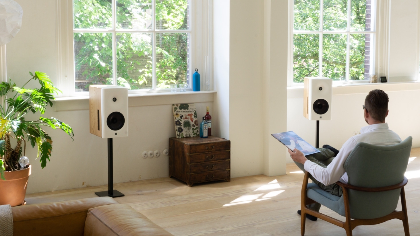Home listener in a living room