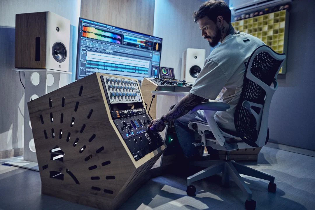 Studio user at a production desk