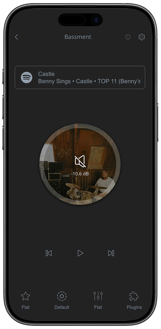 Previous volume control UI showing muted state