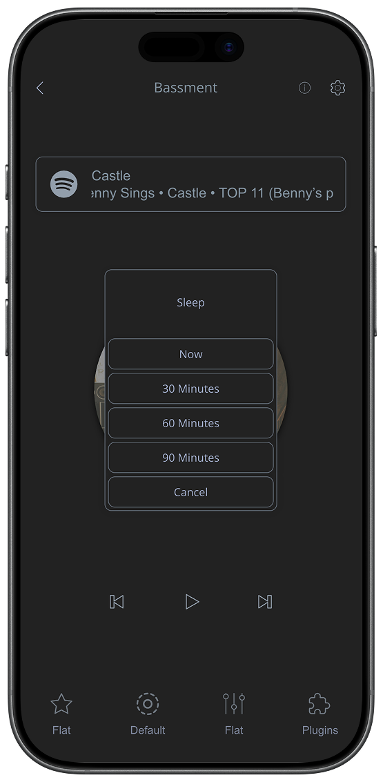 Previous volume control UI with sleep mode and timer gesture