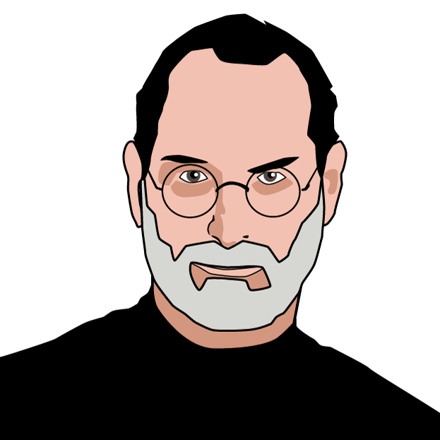 illustration of Steve Jobs looking directly at the camera